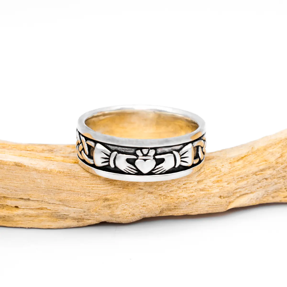 Oxidized Silver Ladies & Gents Claddagh Ring Set Photo 7 