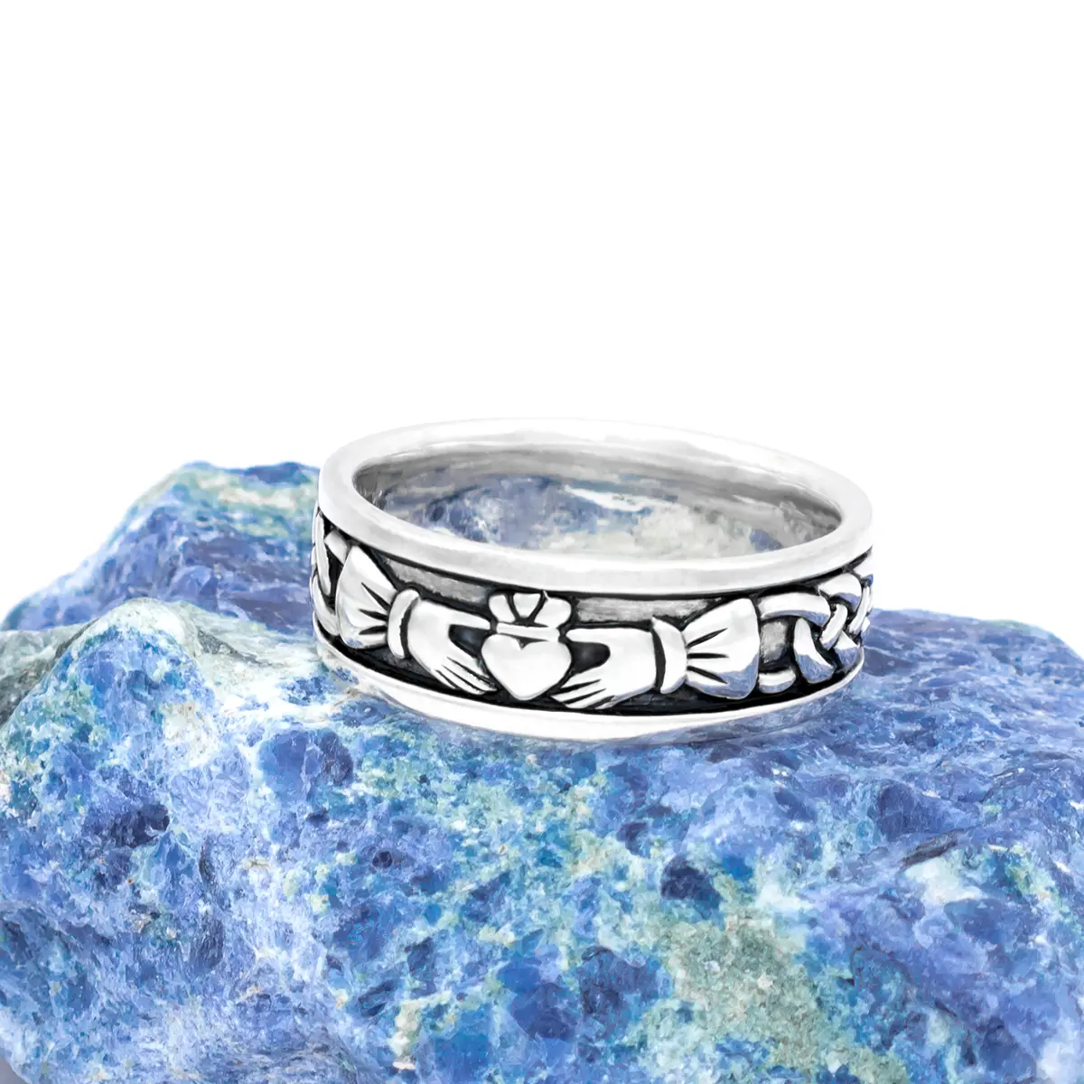 Oxidized Silver Ladies & Gents Claddagh Ring Set Photo 8 