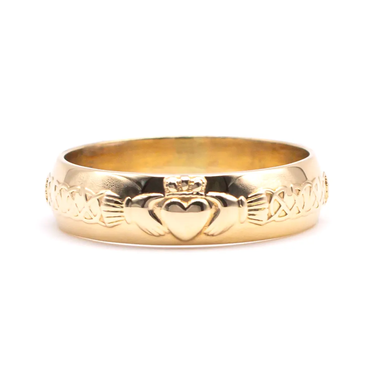 mens gold claddagh celtic wedding band 1