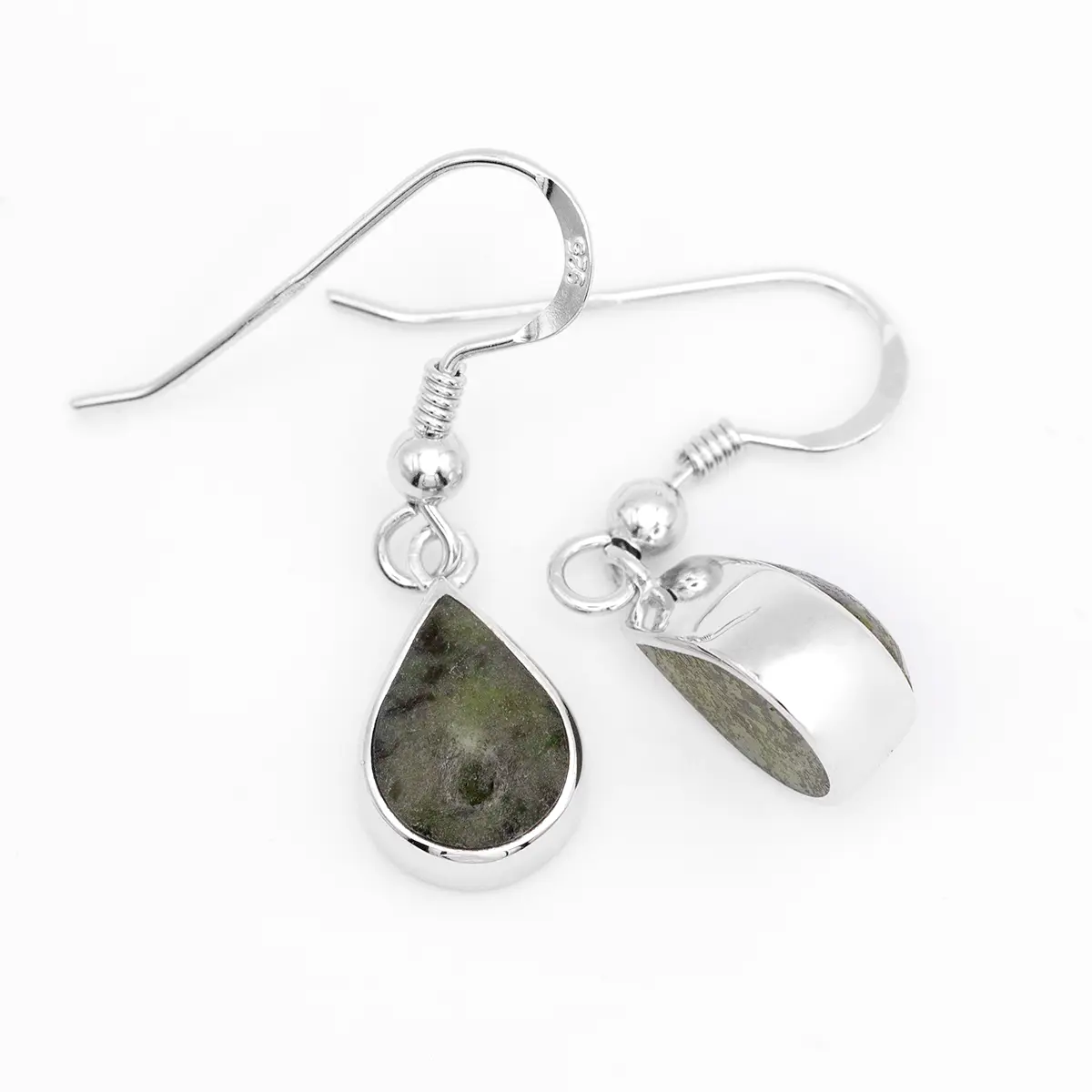 Silver Connemara Marble Teardrop Earrings Photo 2 