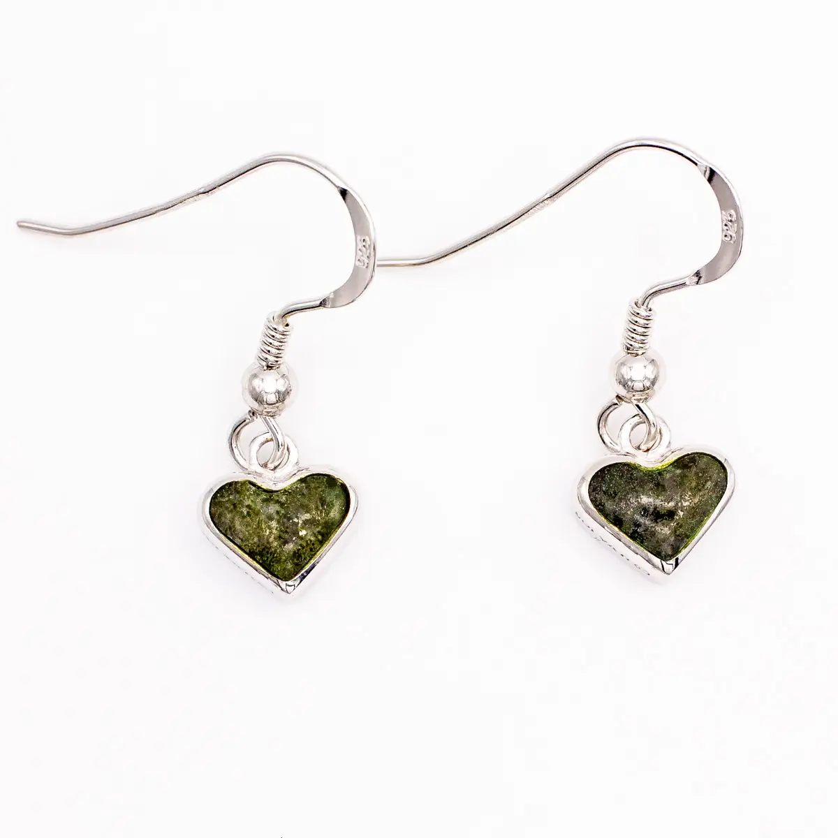 Silver Connemara Marble Heart Drop Earrings Photo 6 