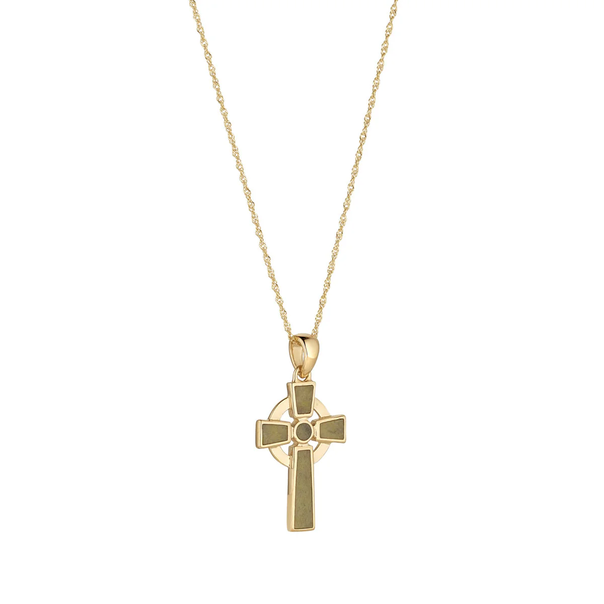 Connemara Marble Gold Celtic Cross Necklace
