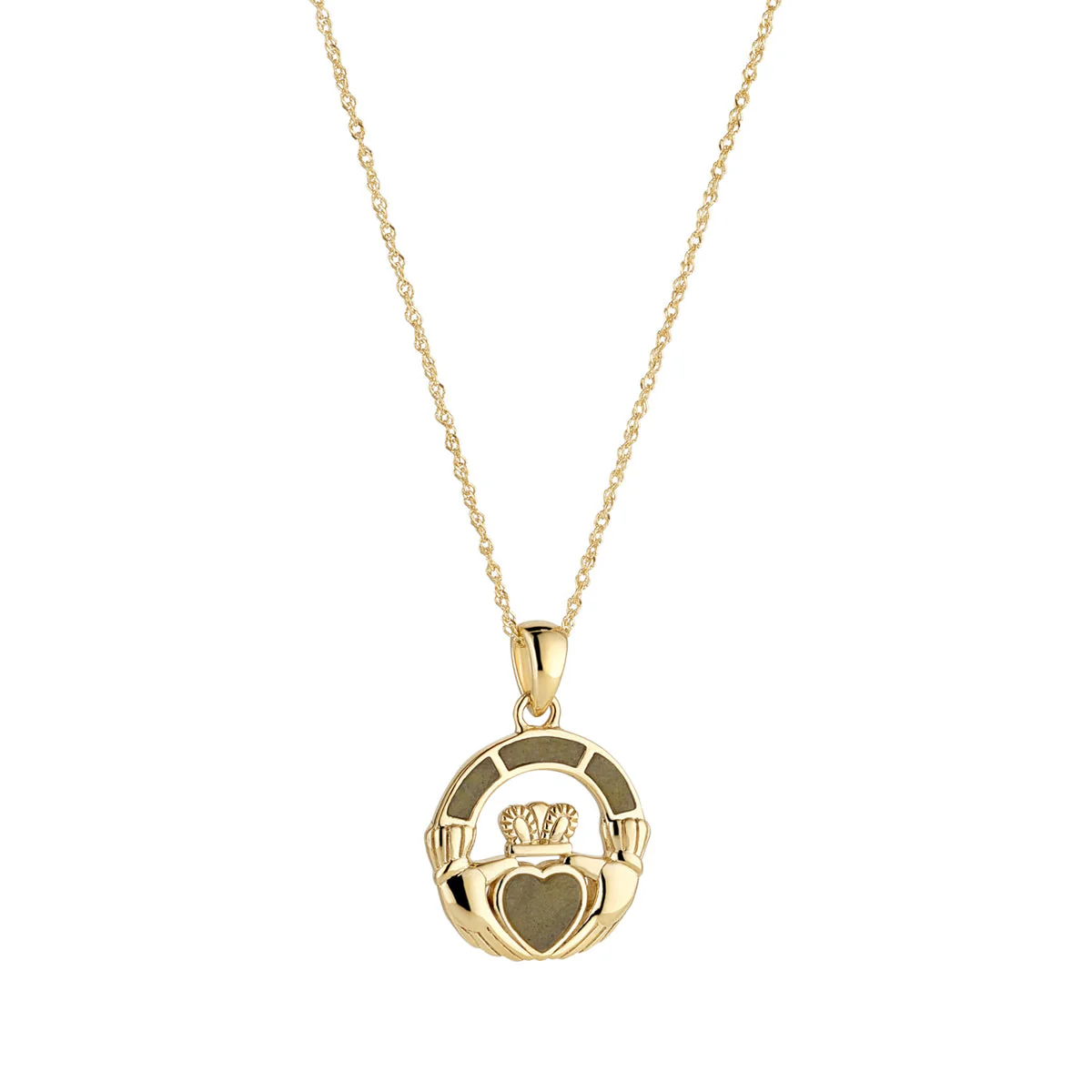 Connemara Marble Gold Claddagh Necklace