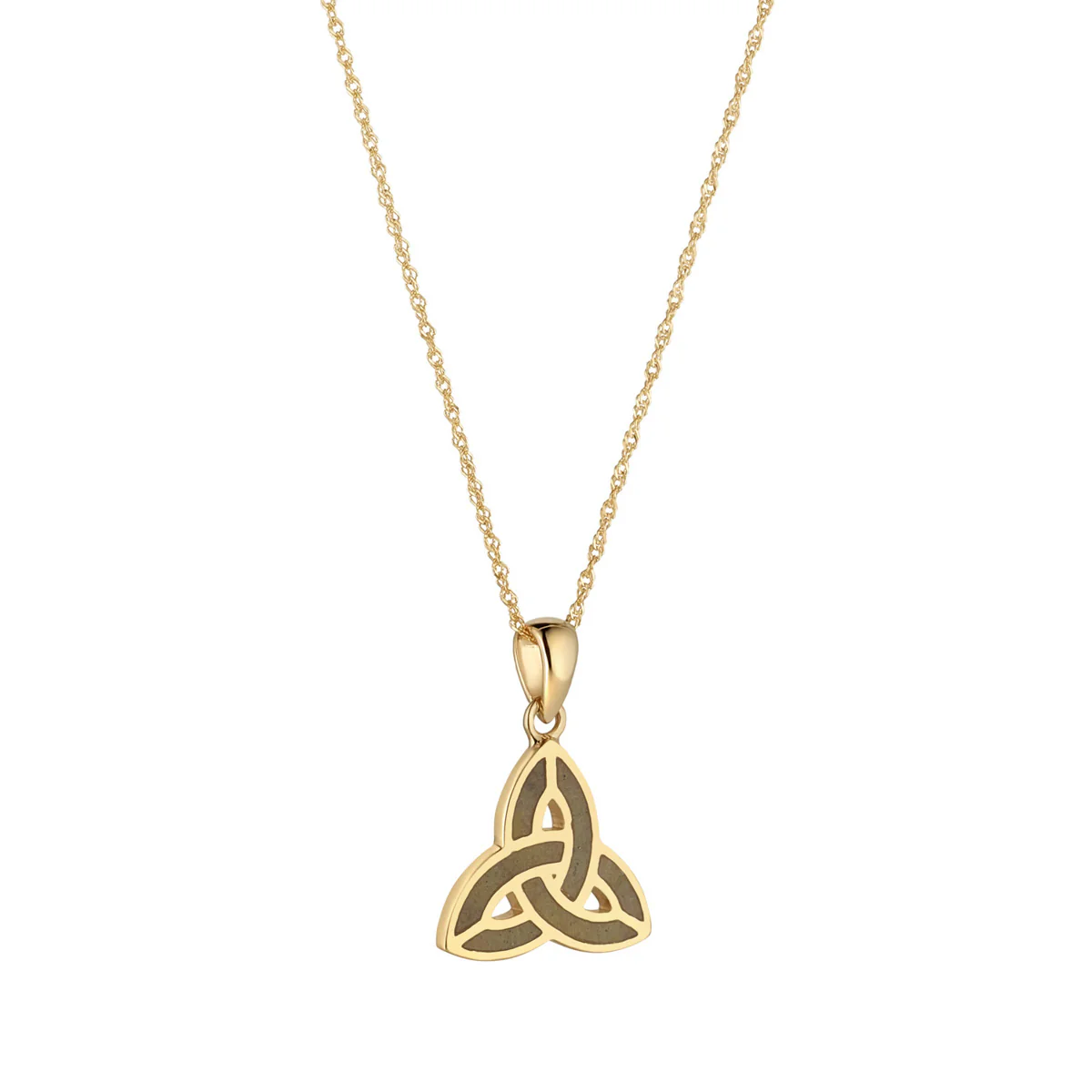 Connemara Marble Gold Trinity Knot Necklace...