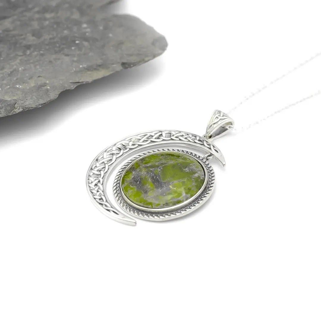 Connemara Marble Sterling Silver Sun and Moon Pendant Photo 4 