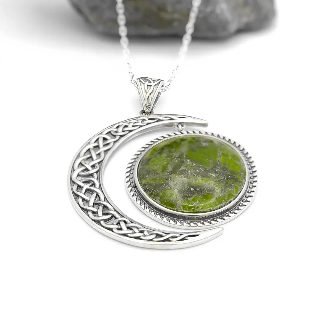 Connemara Marble Sterling Silver Sun and Moon Pendant Photo 5 