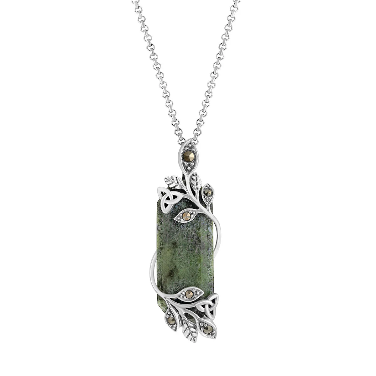 Silver Connemara Marble & Marcasite Celtic Pendant