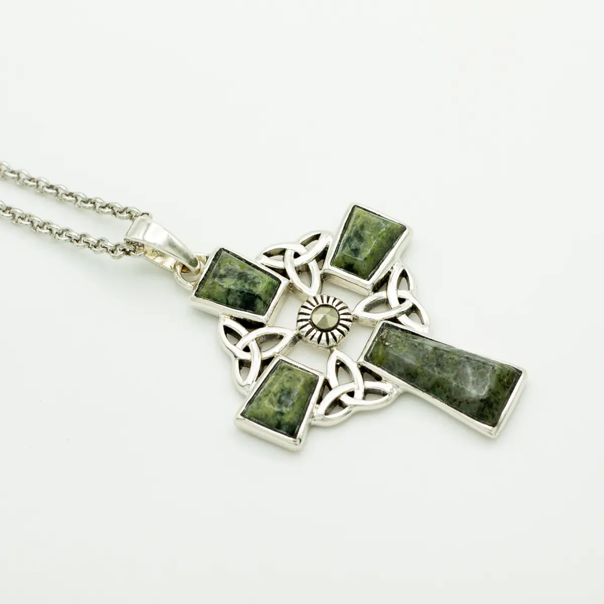 Silver Connemara Marble Celtic Cross Pendant Photo 5 