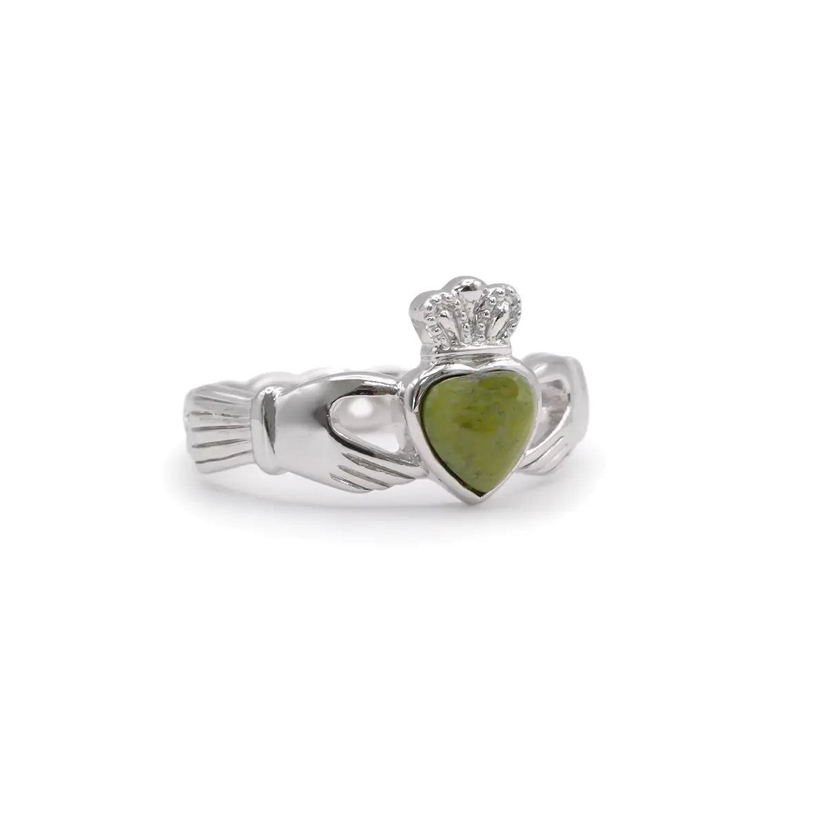 Connemara Marble Silver Claddagh Ring With Celtic Weave Band Photo 10 