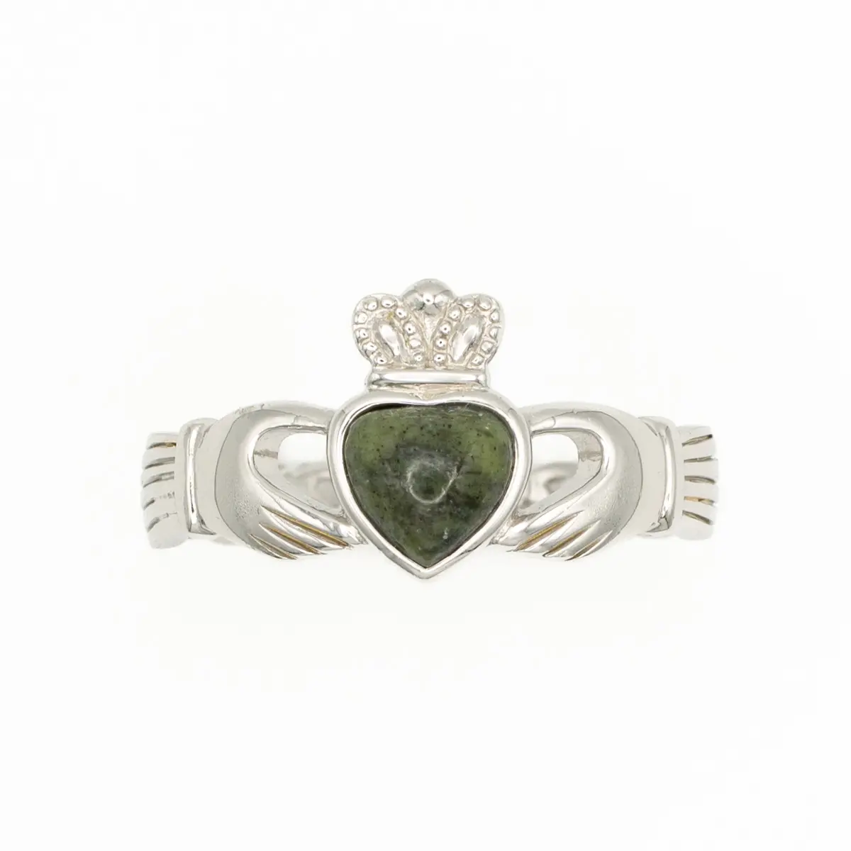 Connemara Marble Silver Claddagh Ring With Celtic Weave Band Photo 6 