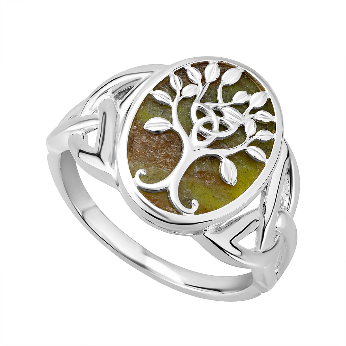 Connemara Marble Silver Tree of Life Ring