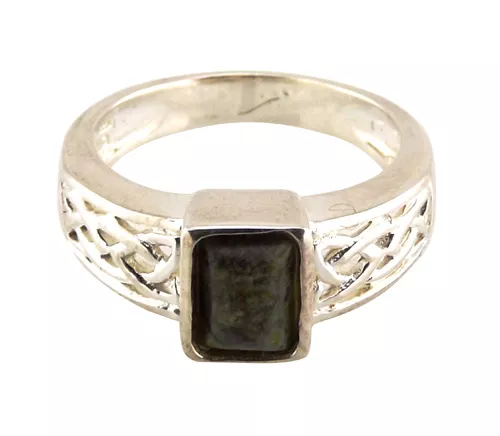 Connemara Marble Sterling Silver Celtic Knot Ring
