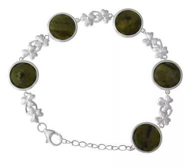 Connemara Marble Sterling Silver Shamrock Bracelet Photo 9 