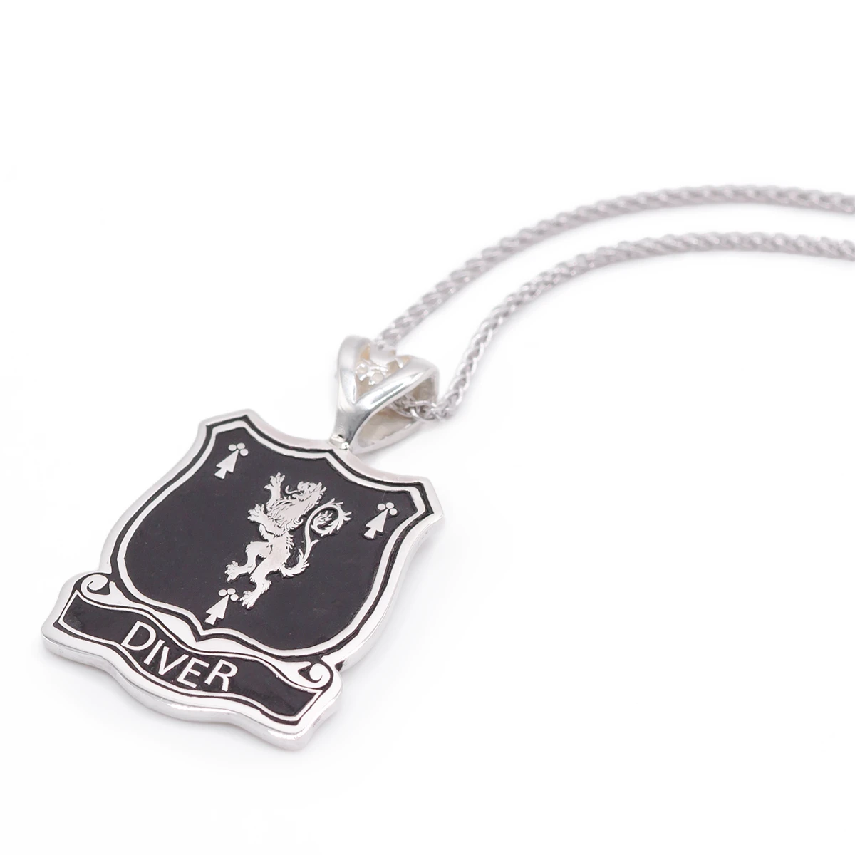 Oxidized Silver Family Crest Pendant With Family Name