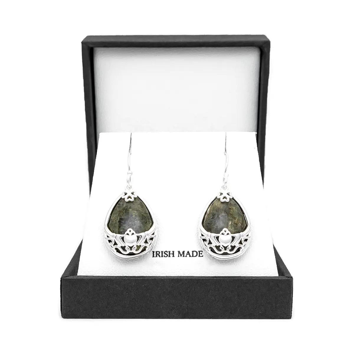 Connemara Marble Claddagh Pendant And Earrings Gift Set Photo 11 