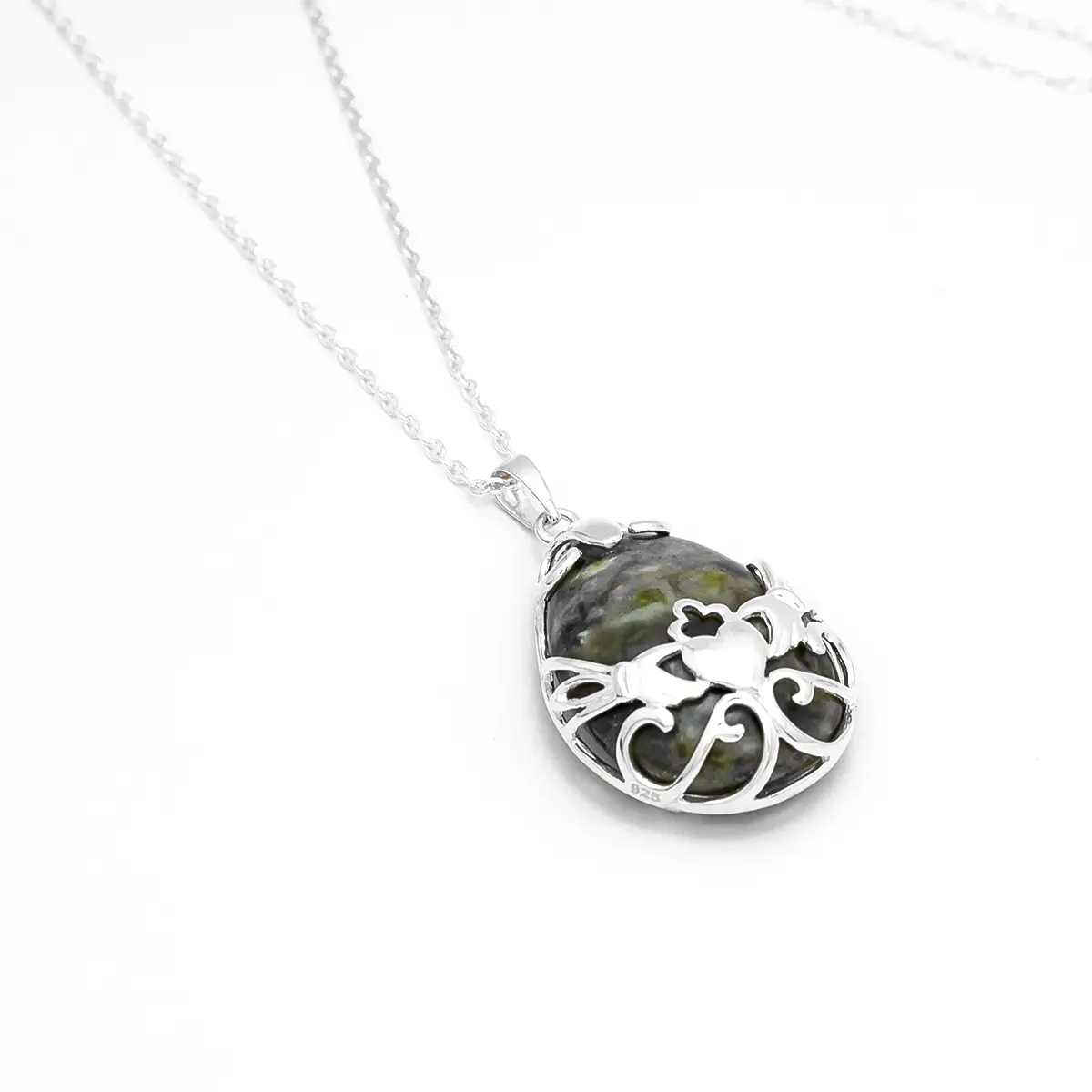 Connemara Marble Claddagh Pendant And Earrings Gift Set Photo 7 