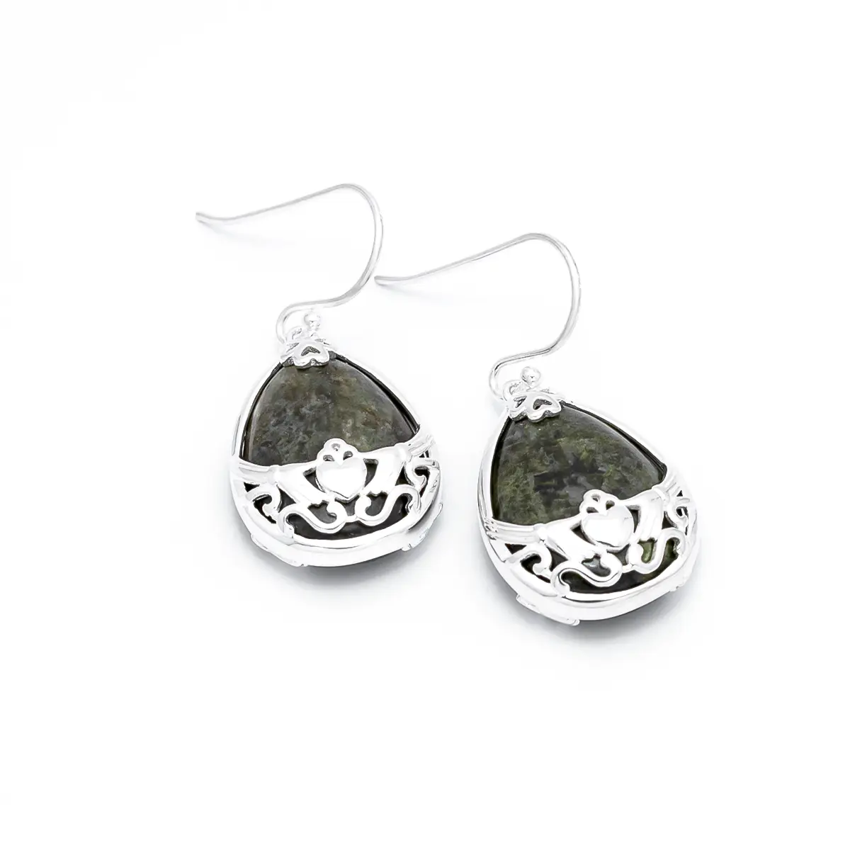 Connemara Marble Claddagh Pendant And Earrings Gift Set Photo 9 
