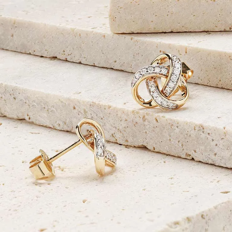 Diamond Studded Celtic Knot Pendant & Earrings Gift Set Photo 6 