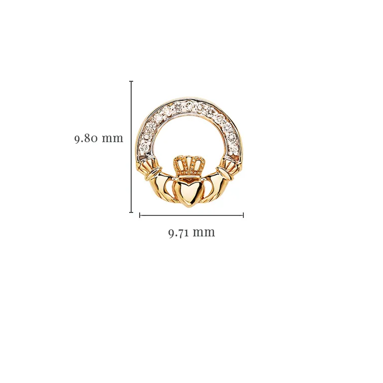 Gold Claddagh Diamond Necklace & Earrings Gift Set Photo 13 