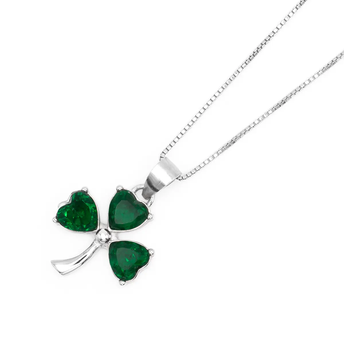 Silver Irish Shamrock Necklace & Earrings Set Photo 4 