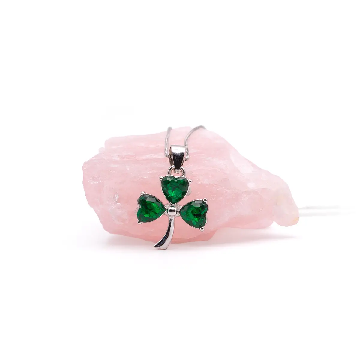 Silver Irish Shamrock Necklace & Earrings Set Photo 5 