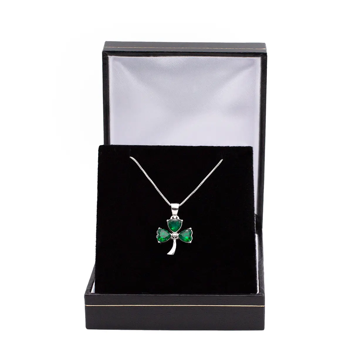 Silver Irish Shamrock Necklace & Earrings Set Photo 6 
