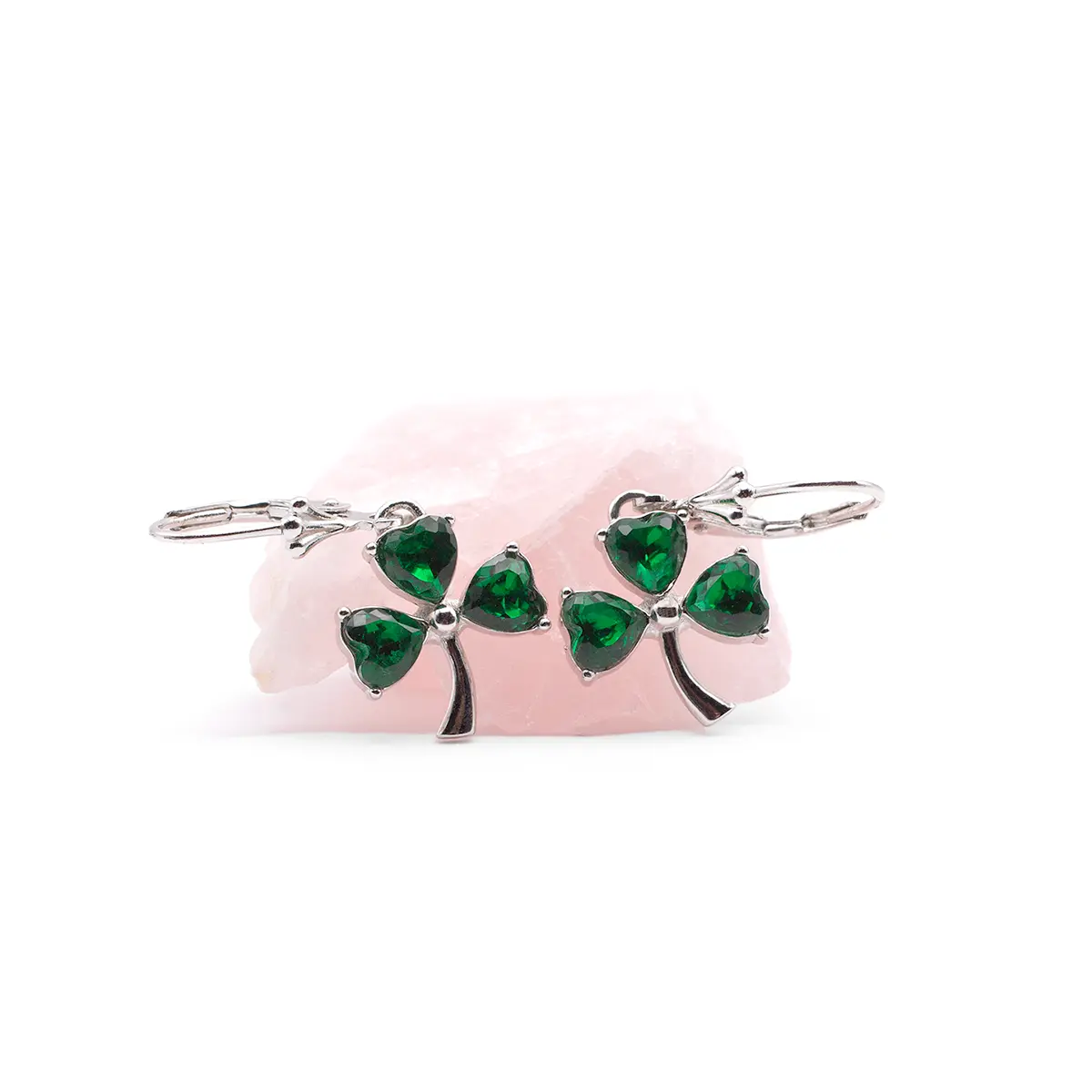 Silver Irish Shamrock Necklace & Earrings Set Photo 8 