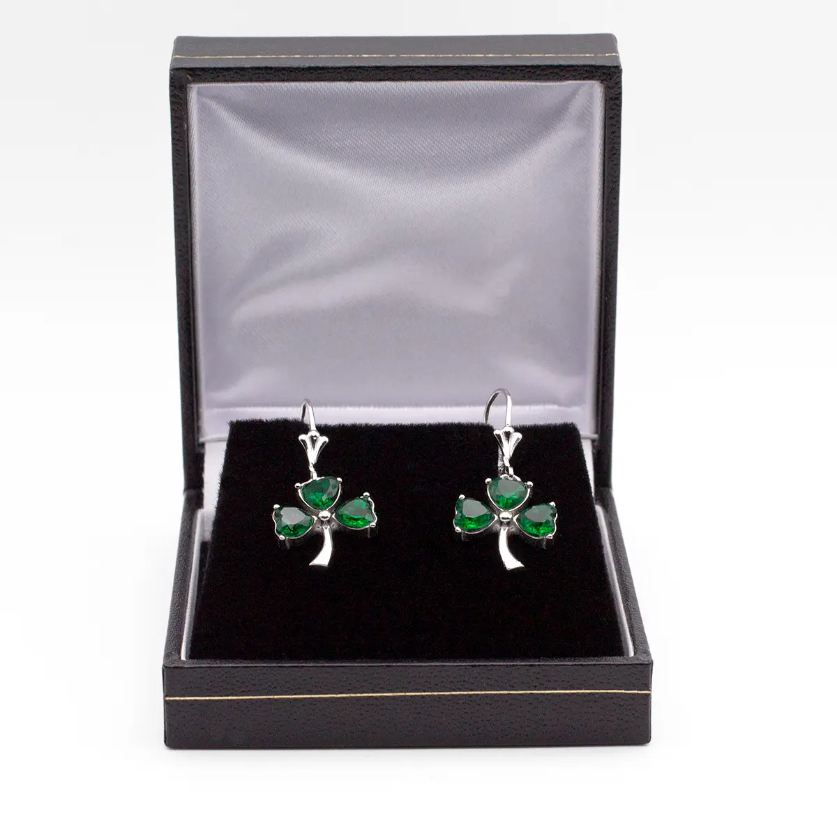 Silver Irish Shamrock Necklace & Earrings Set Photo 9 