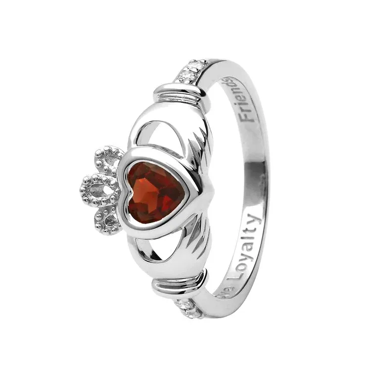 Gold 14k Claddagh January Birthstone Ring...