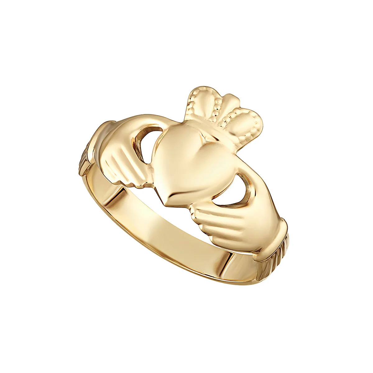 9k Gold Hallow Back Claddagh Ring...