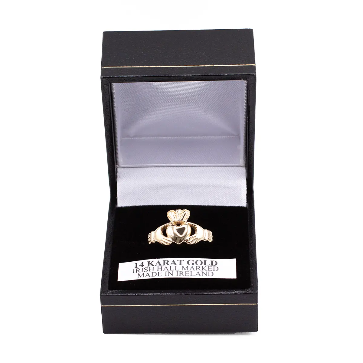 Women's 14k Gold Claddagh Ring Engraved with Love Loyalty and Friendship Photo 7 