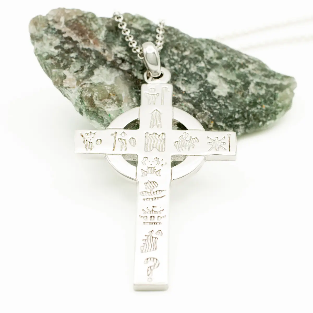 Silver History of Ireland Large Celtic Cross Pendant
