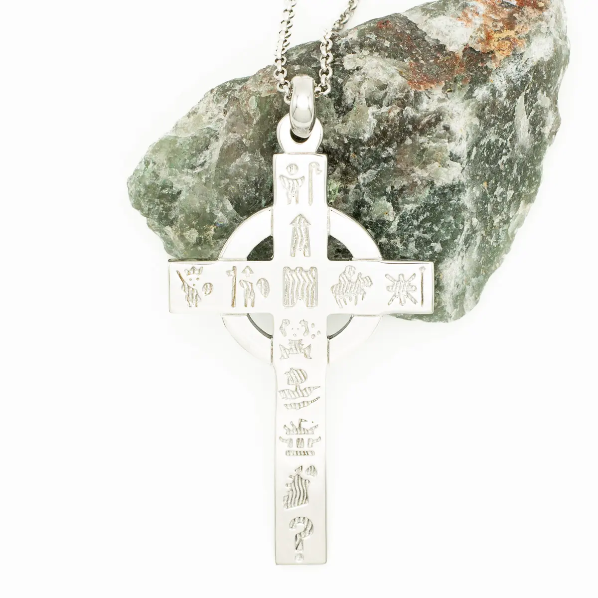 Silver History of Ireland Large Celtic Cross Pendant Photo 3 