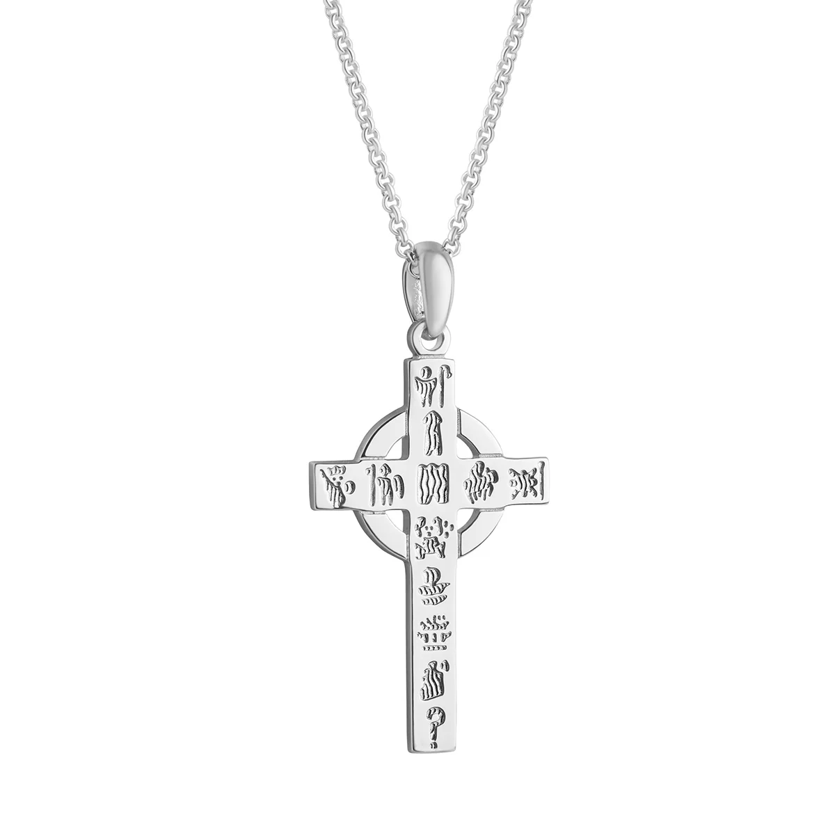 Silver History of Ireland Small Celtic Cross Pendant