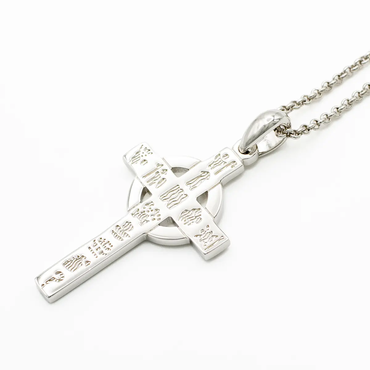 Silver History of Ireland Small Celtic Cross Pendant Photo 3 