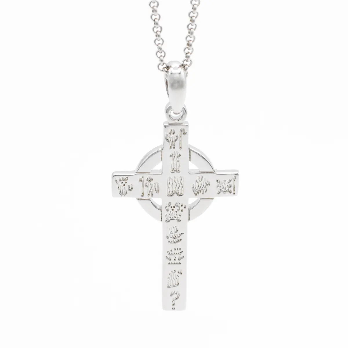Silver History of Ireland Small Celtic Cross Pendant