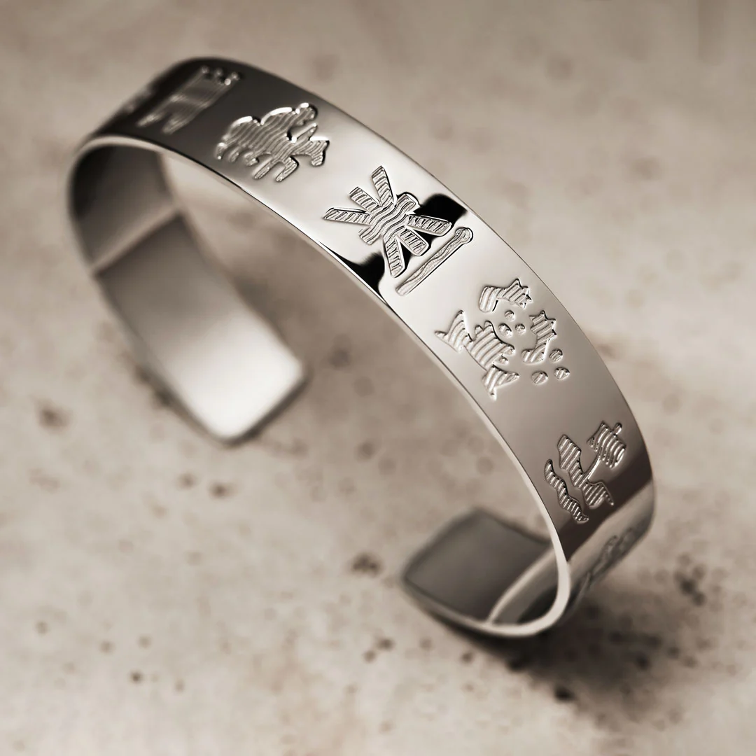 Sterling Silver History of Ireland Celtic Torc Bangle Photo 2 