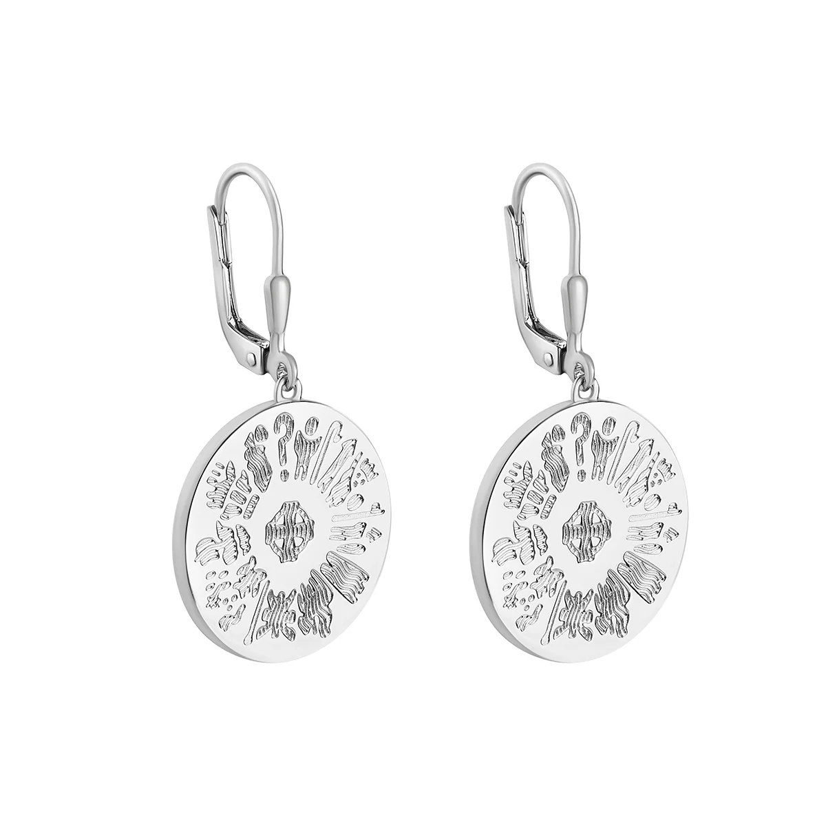 Sterling Silver History of Ireland Round Drop Earrings Photo 1 