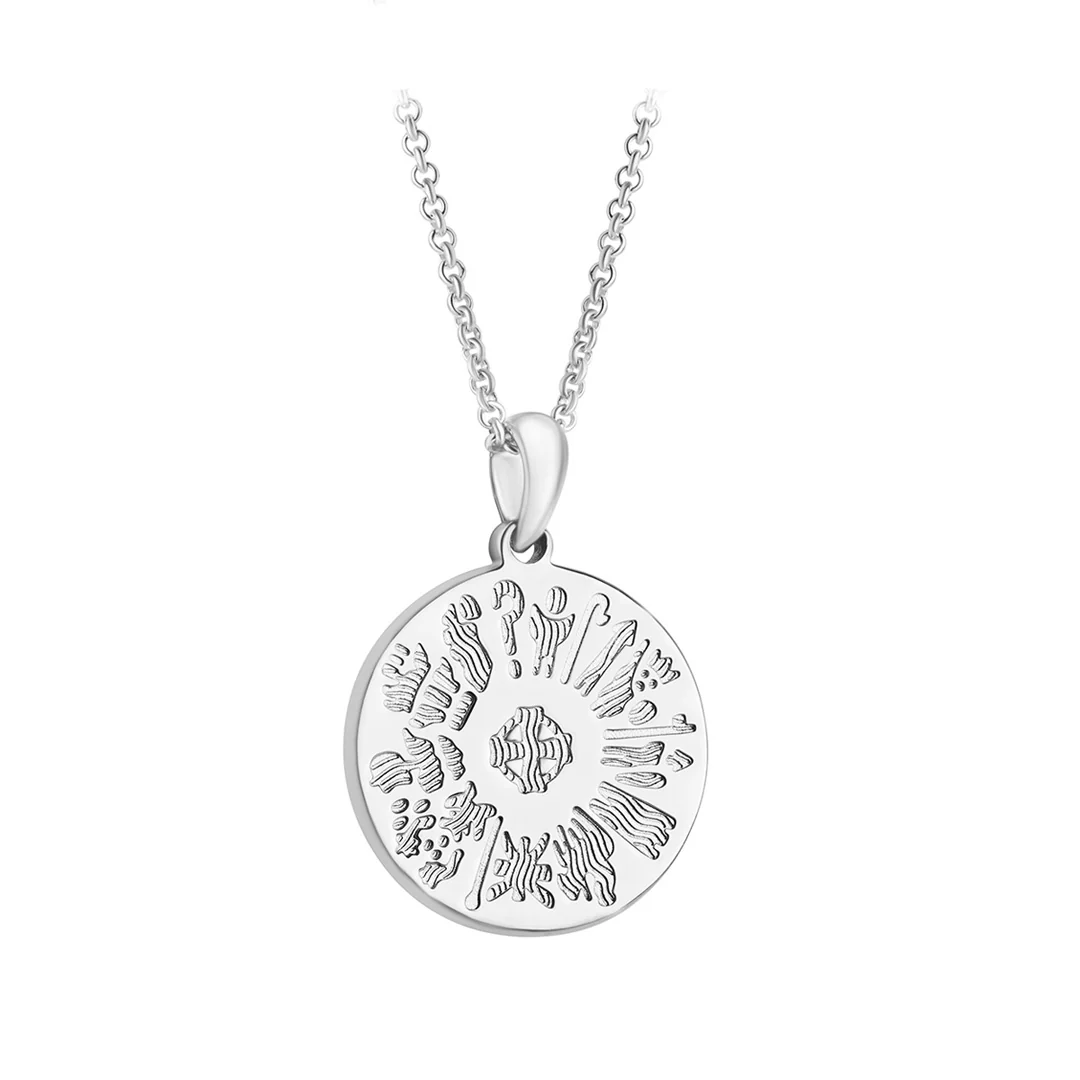 Sterling Silver History of Ireland Round Pendant