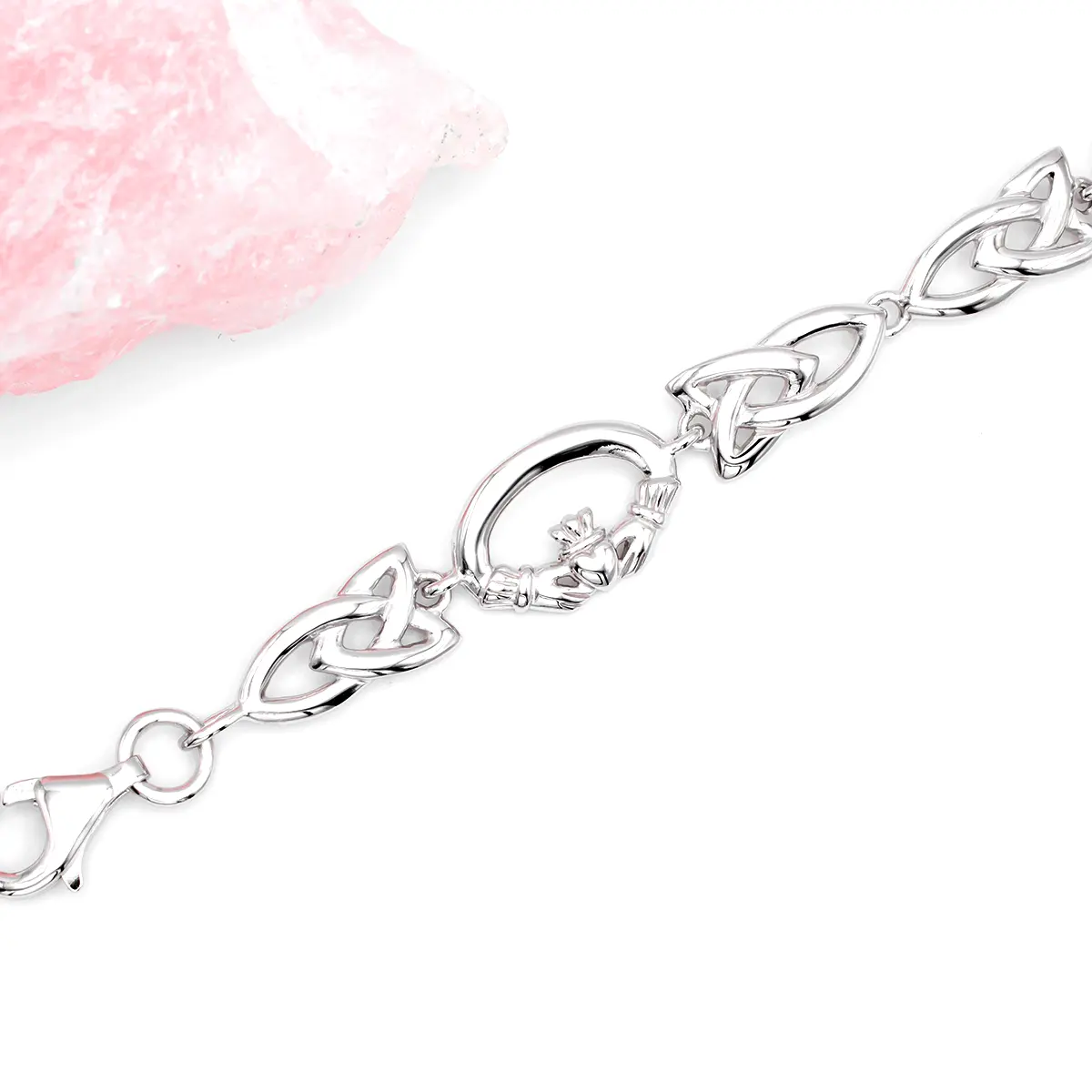 Sterling Silver Claddagh Trinity Knot Bracelet 4...