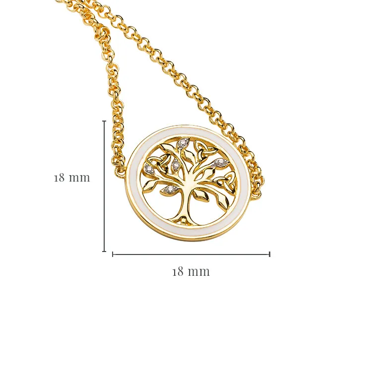 Gold Vermeil Tree of Life Bracelet with Cubic Zirconia Crystals & White Enamel Photo 2 