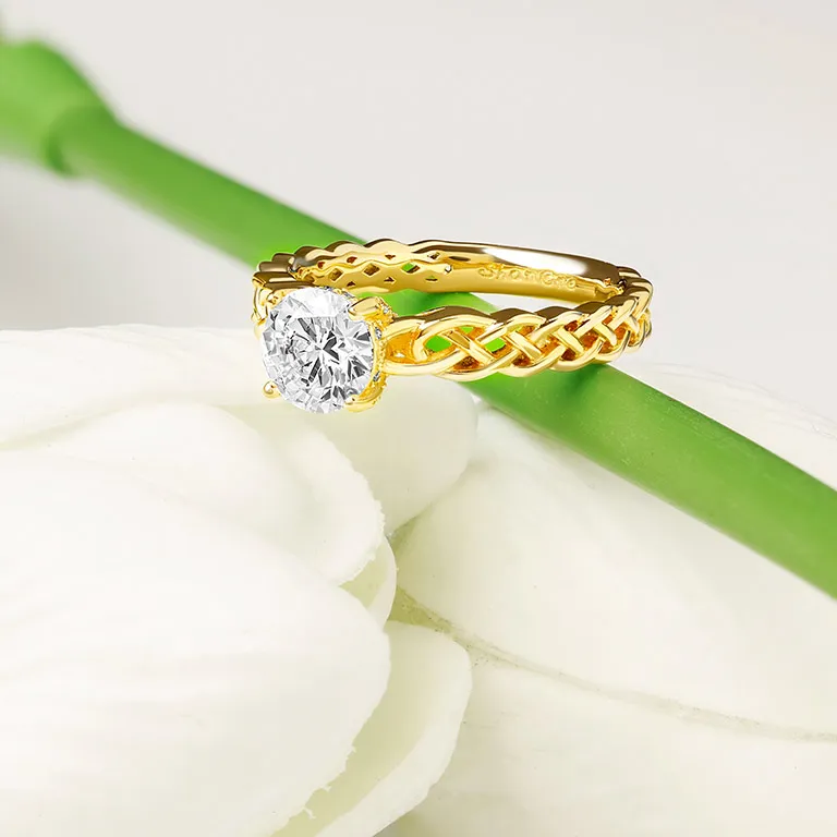 Gold Diamond Celtic Knot Engagement Ring Photo 3 