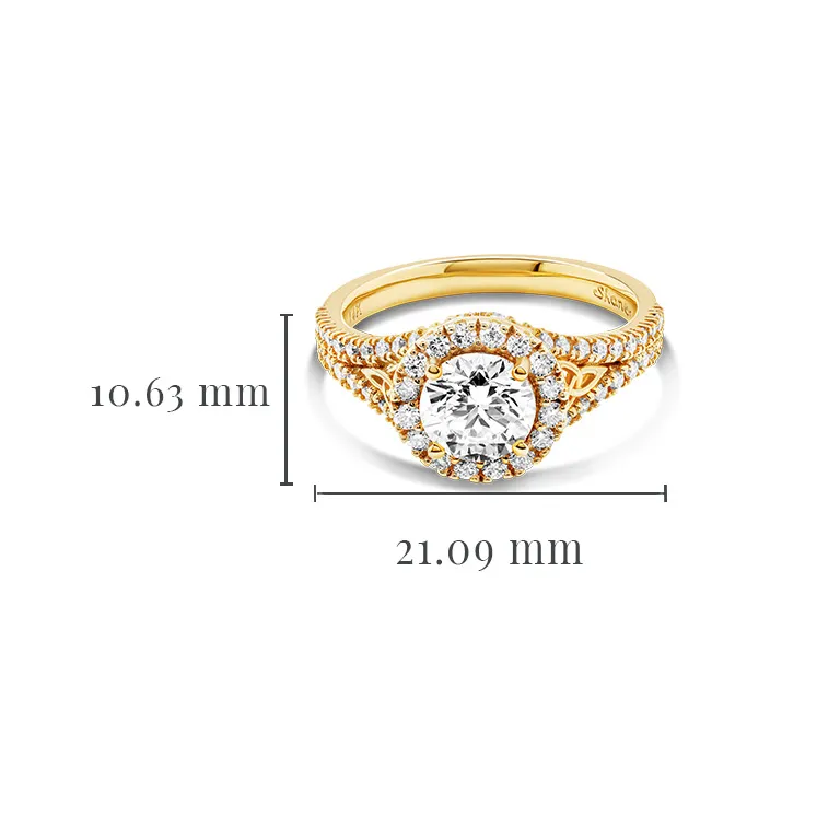 Gold Diamond Halo Trinity Knot Engagement Ring Photo 5 