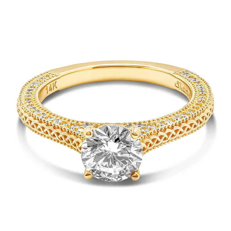 Gold Diamond Solitaire Celtic Engagement Ring...