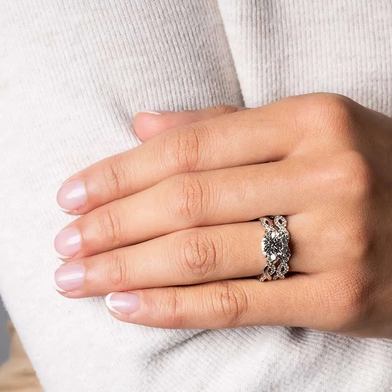 White Gold Diamond Celtic Infinity Knot Engagement Ring Photo 4 
