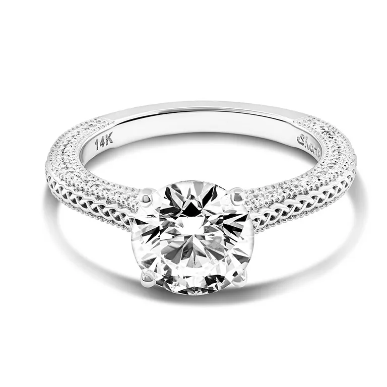 White Gold Diamond Solitaire Celtic Engagement Ring