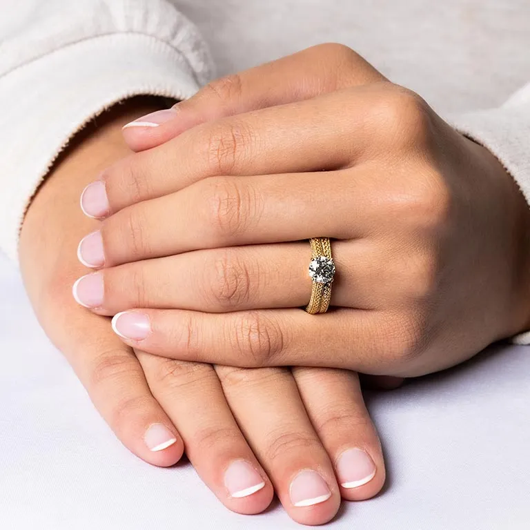 Gold Diamond Celtic Engagement & Wedding Ring Set Photo 2 