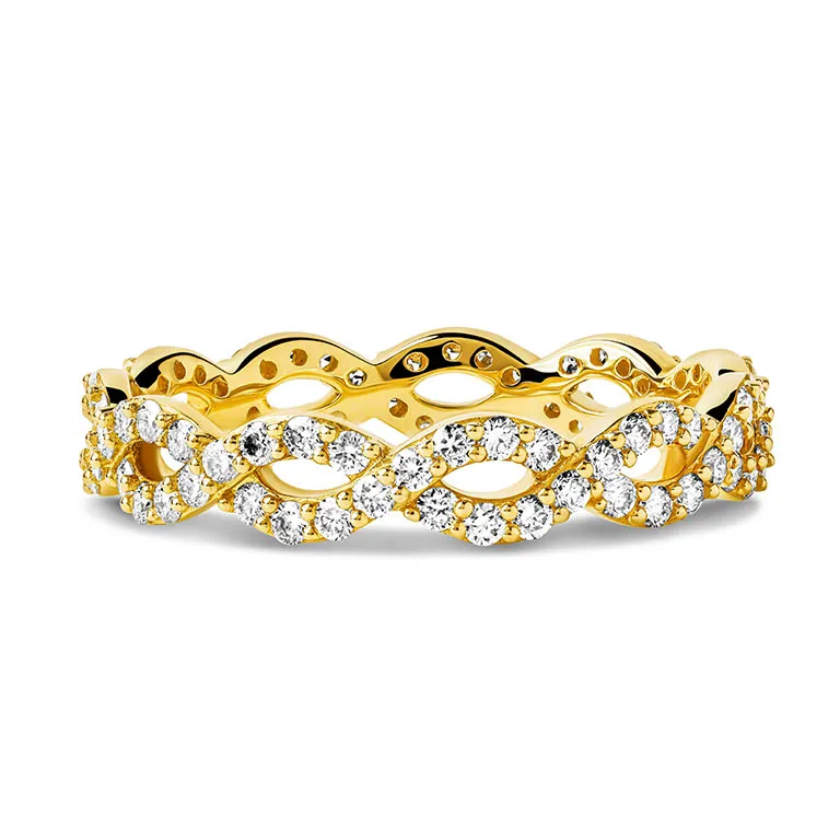 Gold Diamond Infinity Knot Engagement & Wedding Ring Set Photo 5 