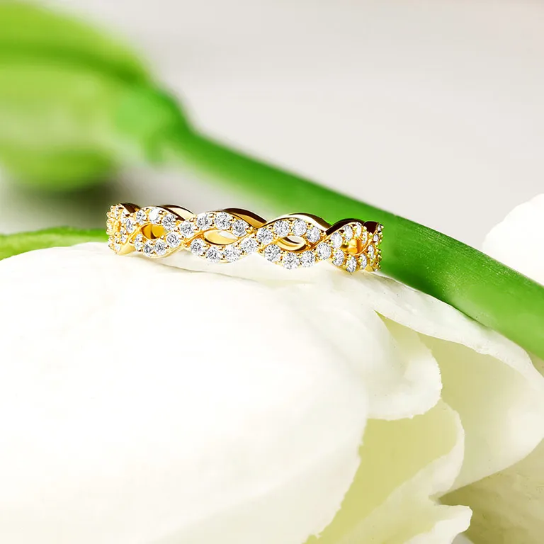 Gold Diamond Infinity Knot Engagement & Wedding Ring Set Photo 7 