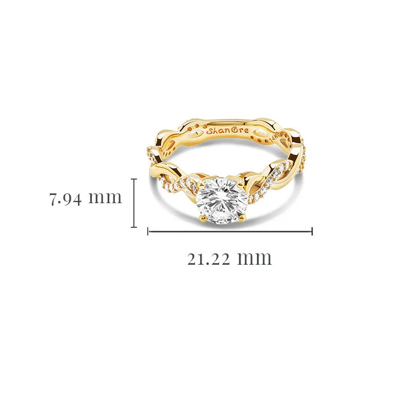 Gold Diamond Infinity Knot Engagement & Wedding Ring Set Photo 8 